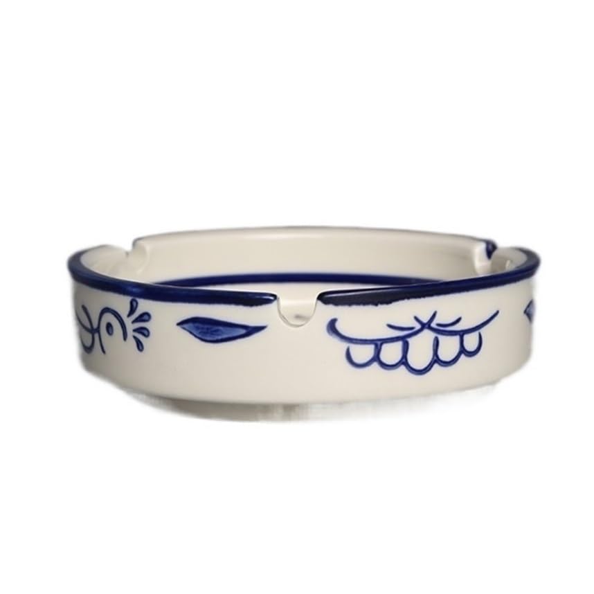 Practical ashtray Ashtray Ceramic Material Blue Pattern for Hotel Living Room Desktop Retro Cigarette Holder