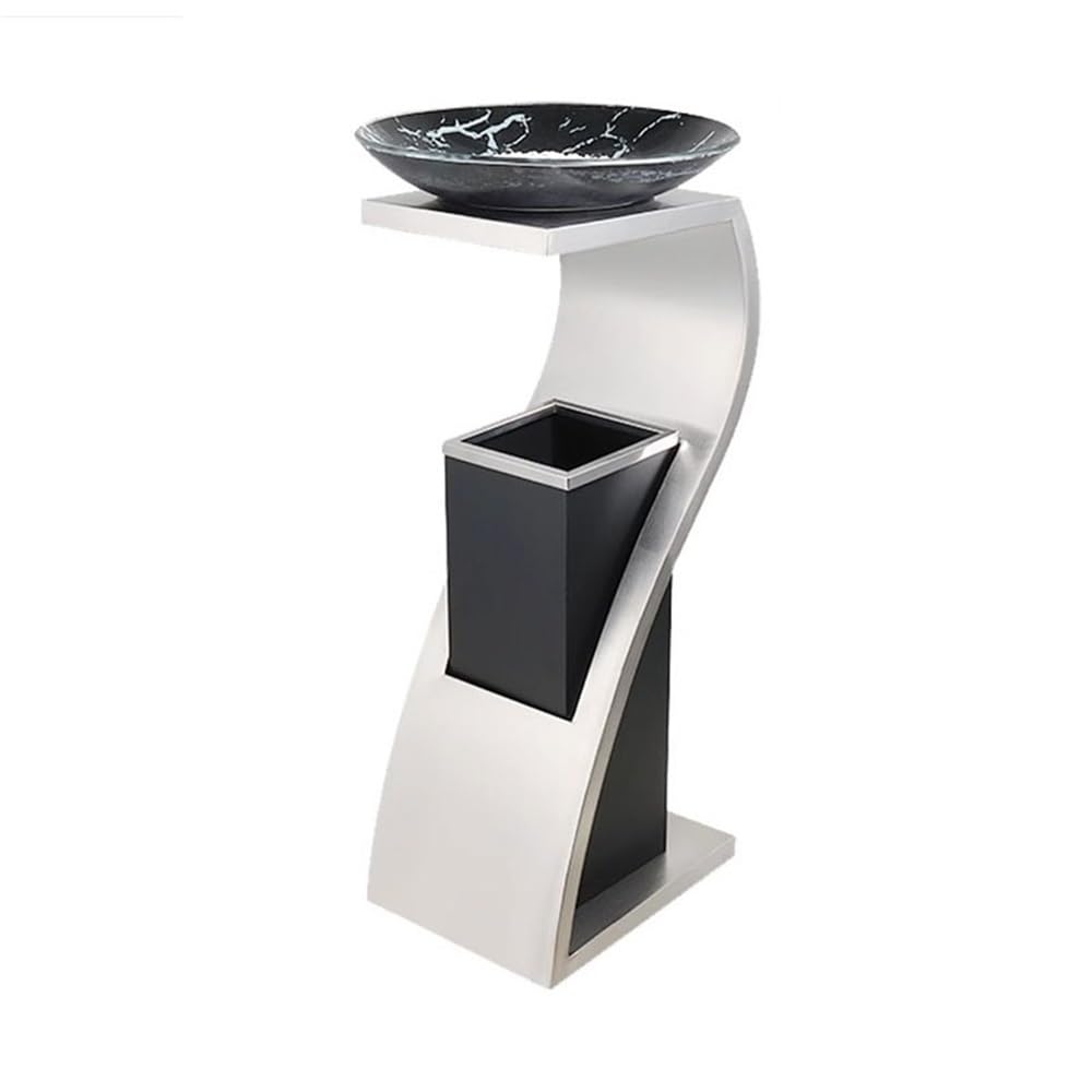 Standing Ashtray Hotel with Ashtray Trash Can Lobby Standing Commercial Stainless Steel Ash Pillar Patio(Silver)