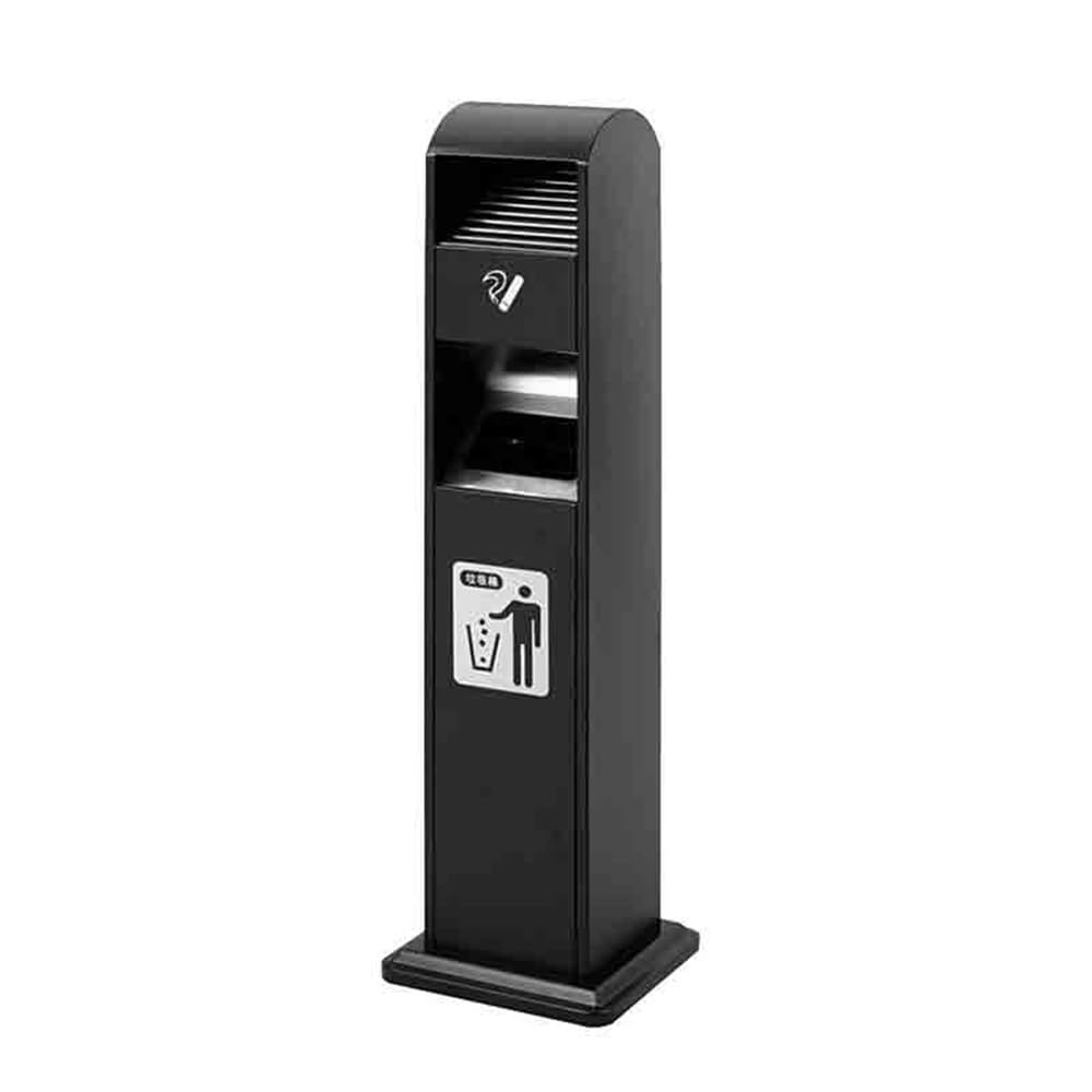 Standing Ashtray Vertical Black Fixable Outdoor Ash Pillar Smoking Area Trash can Iron Baking Paint Cigarette Butt Collection Patio
