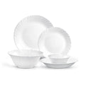 Cuisine Art ORA MIA 18-Piece Opalware Dinner Set, White - Durable Lightweight Opal Glass Crockery|4 Full Plates,4 Quarter Plates,4 Soup Plates,4 Soup Bowls,2 Serving Bowls|Microwave & Dishwasher Safe