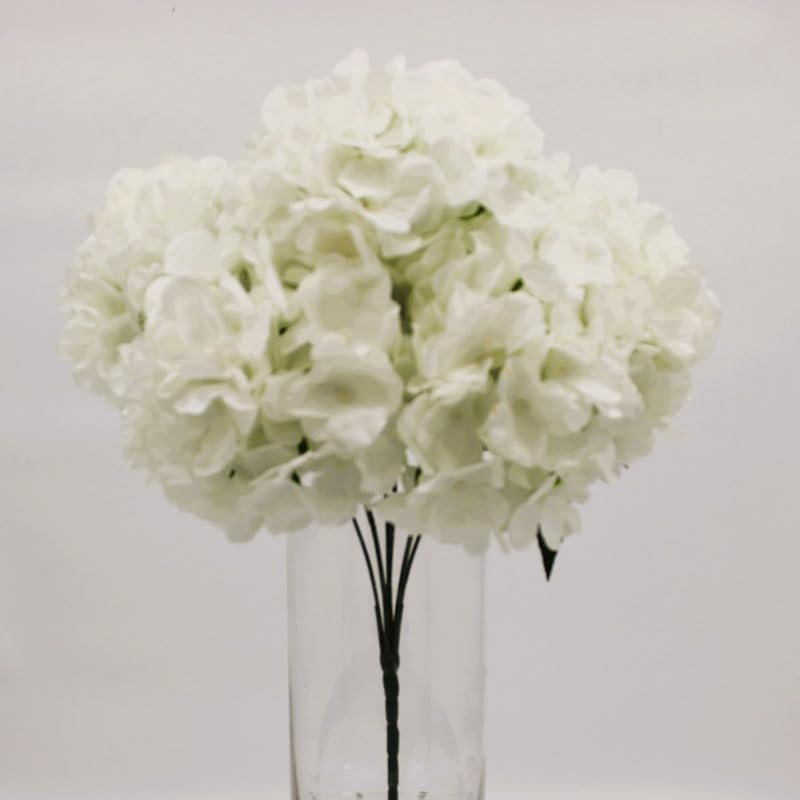 Hydrangea Artificial Flowers, Fake Flowers, Artificial Flowers Like Real Hydrangea, Artificial Hydrangea Flowers for Wedding Centrepieces, Party, DIY Projects - F506-WHITE
