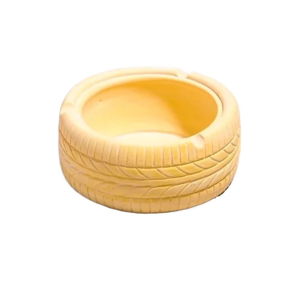 Practical ashtray Resin Ashtray Yellow Tyre Shape Indoor Outdoor Portable for Room Bedroom Living Patio or Home Decoration etc
