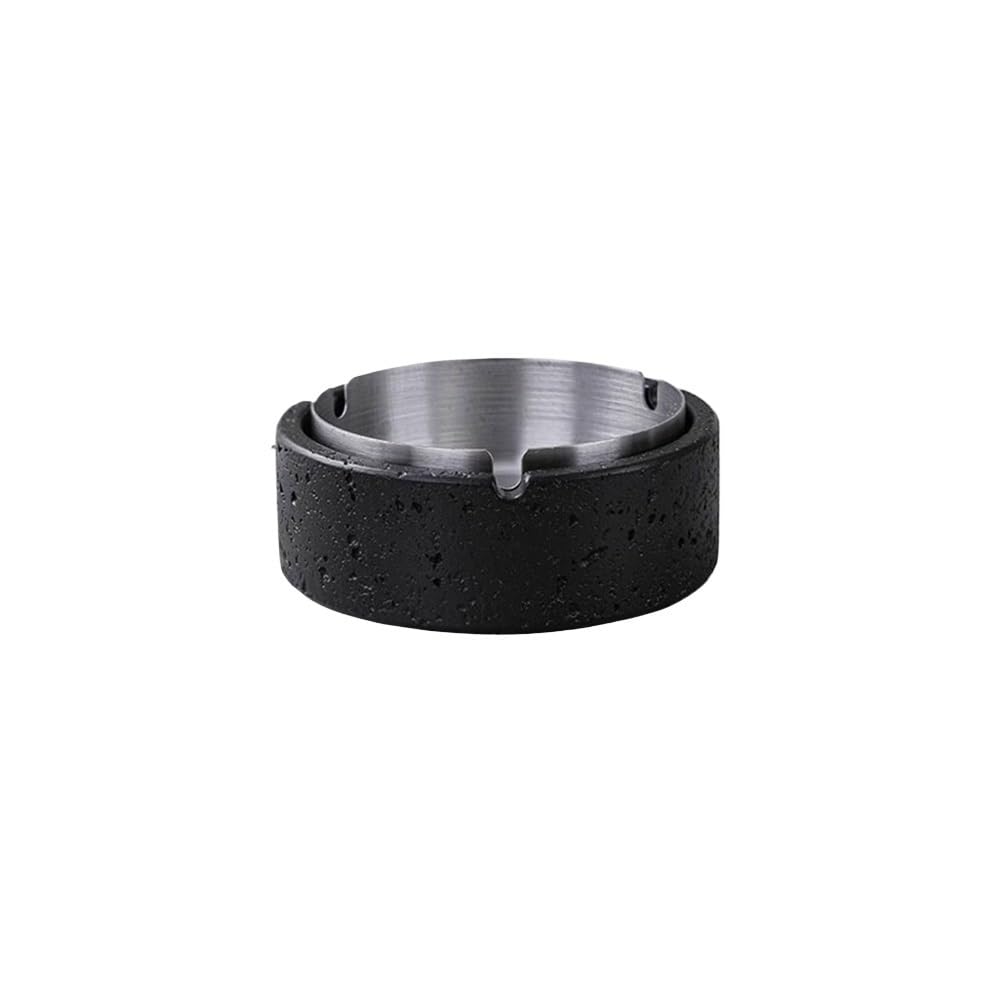 Practical ashtray Cement Ashtray Removable Stainless Steel Liner Desktop for Living Room Offices Outdoor Garden(????)