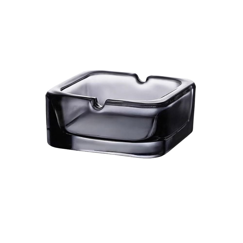 Practical ashtray Crystal Glass Ashtray Grey Square Portable Desktop for Room Restaurants Office Balcony Gardens Hotels etc