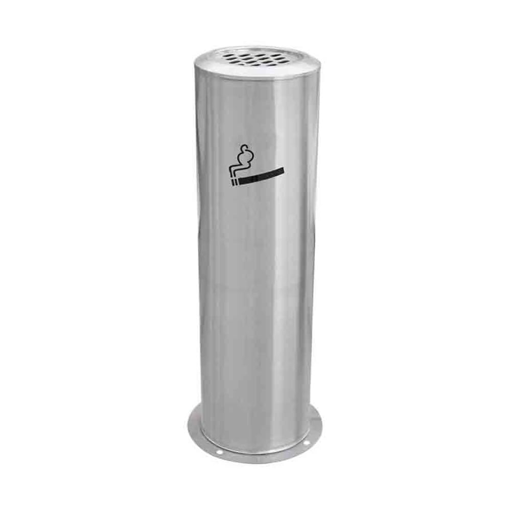 Standing Ashtray Cylindrical Outdoor Ash Pillar Smoking Area Trash can Iron Cigarette Butt Collection Silver Stainless Steel Vertical Fixable Patio