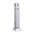 Standing Ashtray Outdoor Ash Pillar Smoking Area Trash can Iron Cigarette Butt Collection Silver Stainless Steel Vertical Fixable Square Patio