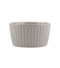 Daiso Grey Ceramic Ramekin Cocotte - Stripe Embossed Oven Safe Baking Dish Souffle Custard Cup, Microwave Dishwasher Safe Individual Serving Bowl