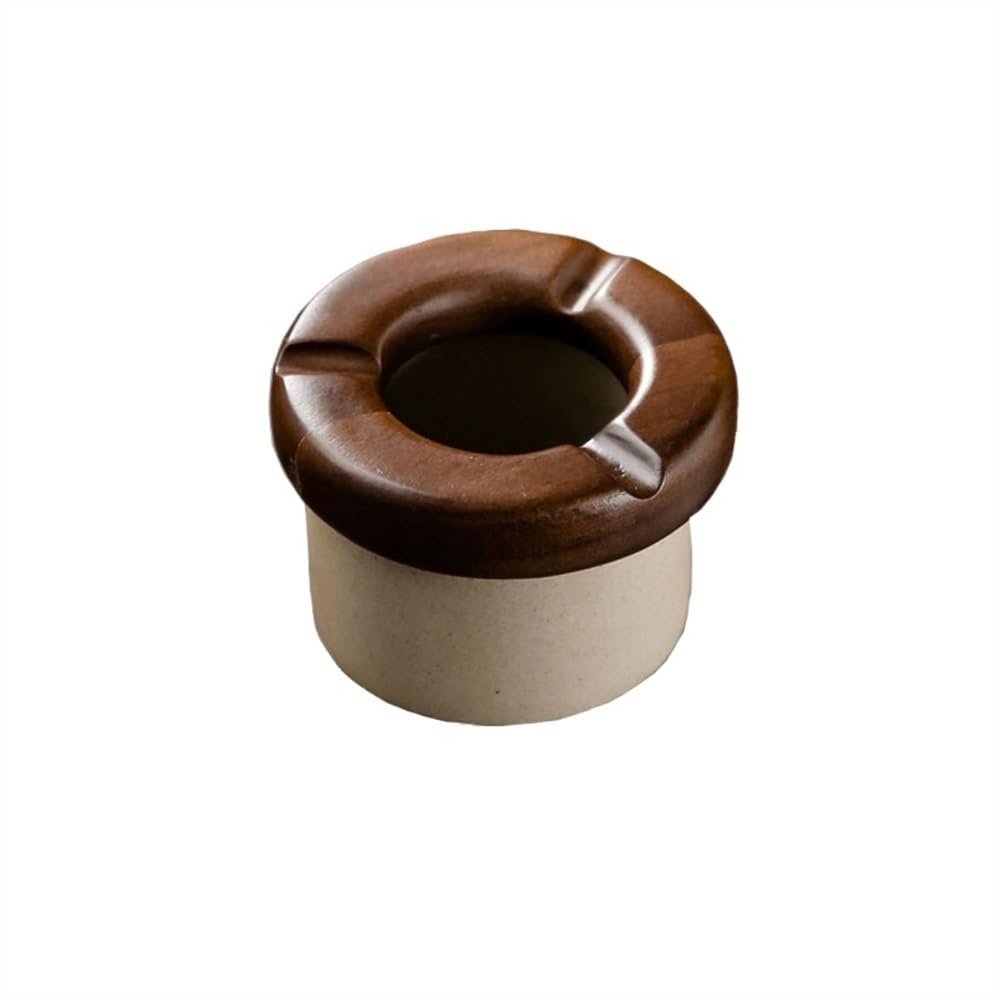 Practical ashtray Ceramic Ashtray Wooden with Lid Desktop Indoor Outdoor for Offices Restaurants Balcony Gardens