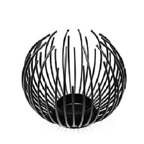 Candle Holder Geometric Metal Candle Holder Creative Decoration Iron Crafts Home Decoration Accessories Plate with Candle Holder (Color : Black)