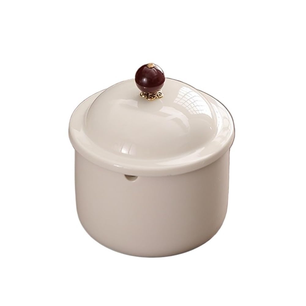 Practical ashtray Ashtray with Lid Ceramic Material Round White for Hotel Living Room Desktop