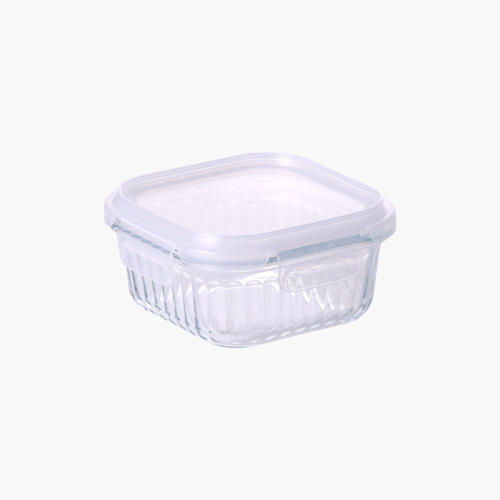 Neoflam Wave Lock Square Glass Food Container with Lid, 520 ml Capacity