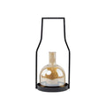 Candle Holders Wrought Iron Glass Candle Holder Modern Outdoor Windproof Candle Holder Home Bedside Table Decoration Lamp to Send Electronic Candle Candle Stand (Size : Small)