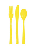 Unique Neon Yellow Plastic Cutlery Set – 18-Piece Reusable Party Utensils with 6 Forks, 6 Spoons & 6 Knives for Birthdays, Neon Parties, Kids’ Events, Picnics & Celebrations