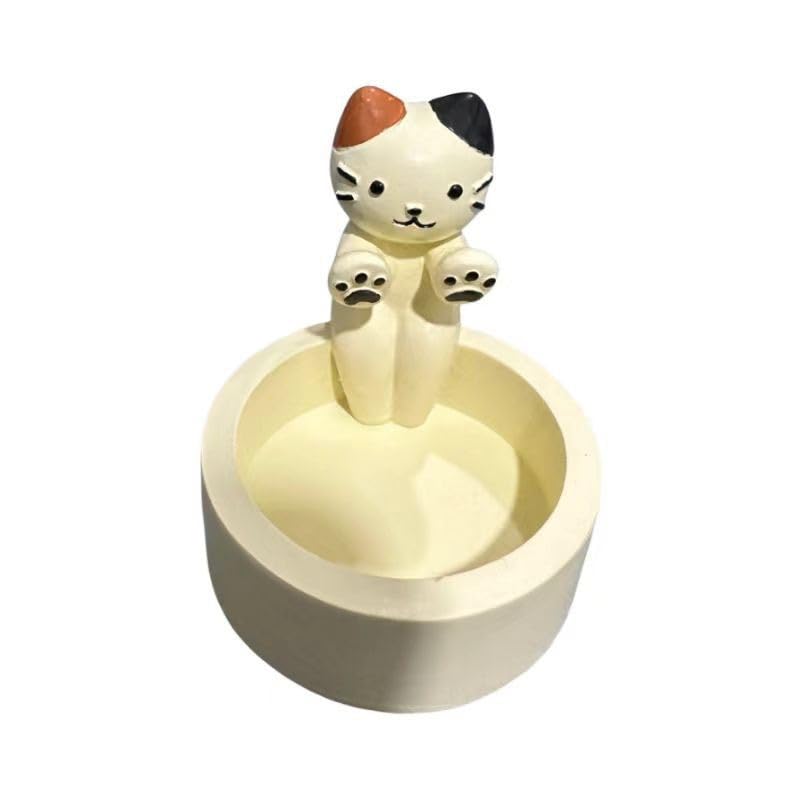1PCS Ceramic Cat Candle Holder, Cute Kitty Tealight Holder for Home Decor, 2.64x2.36 inches, Decorative Candle Stand for Living Room Bedroom Tabletop (B)