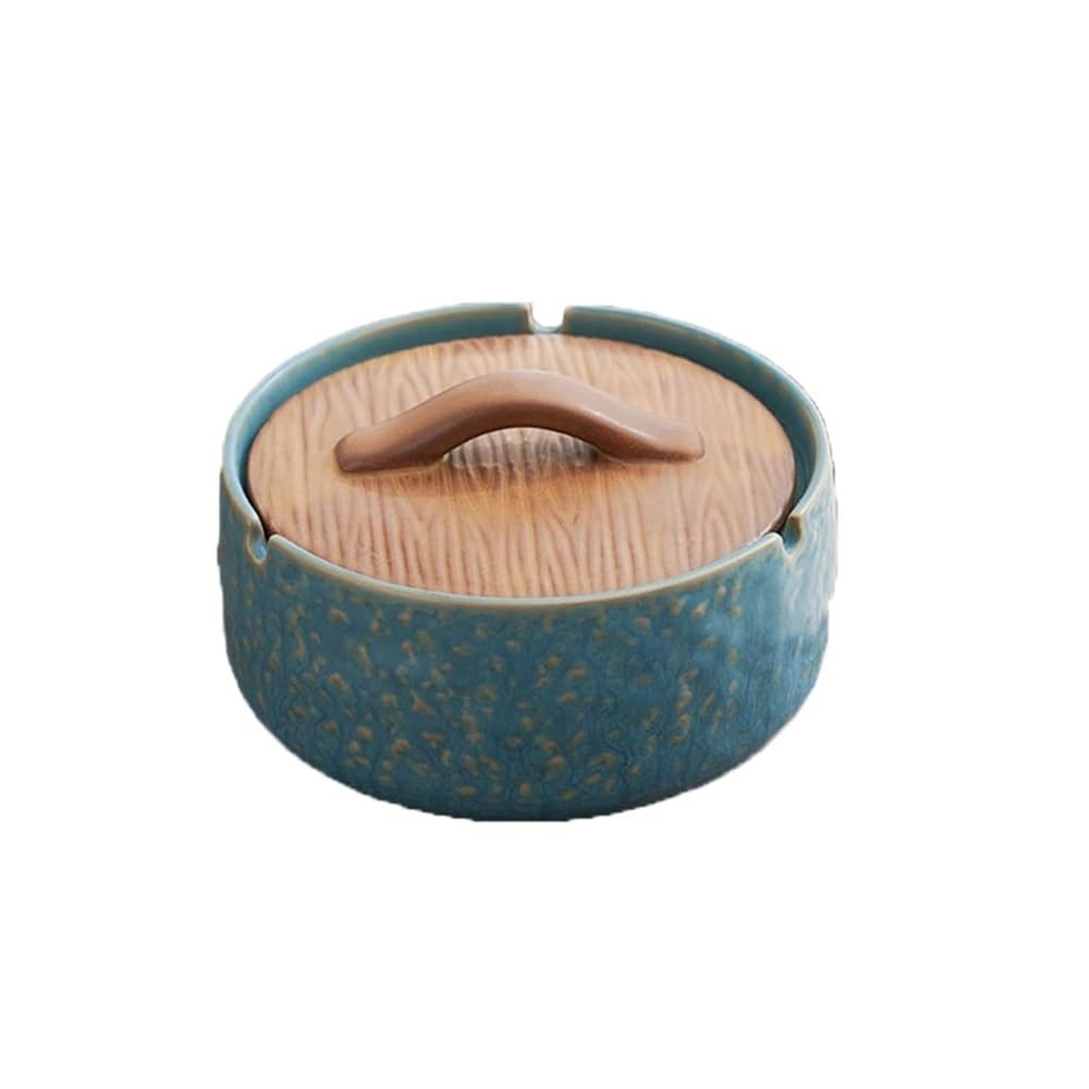 Practical ashtray Ashtrays with Lid Portable for Indoor Outdoor, Ceramic Ashtray Built in 3 Smoking Fluted, Ash Tray Decor for Home Desktop Office Table