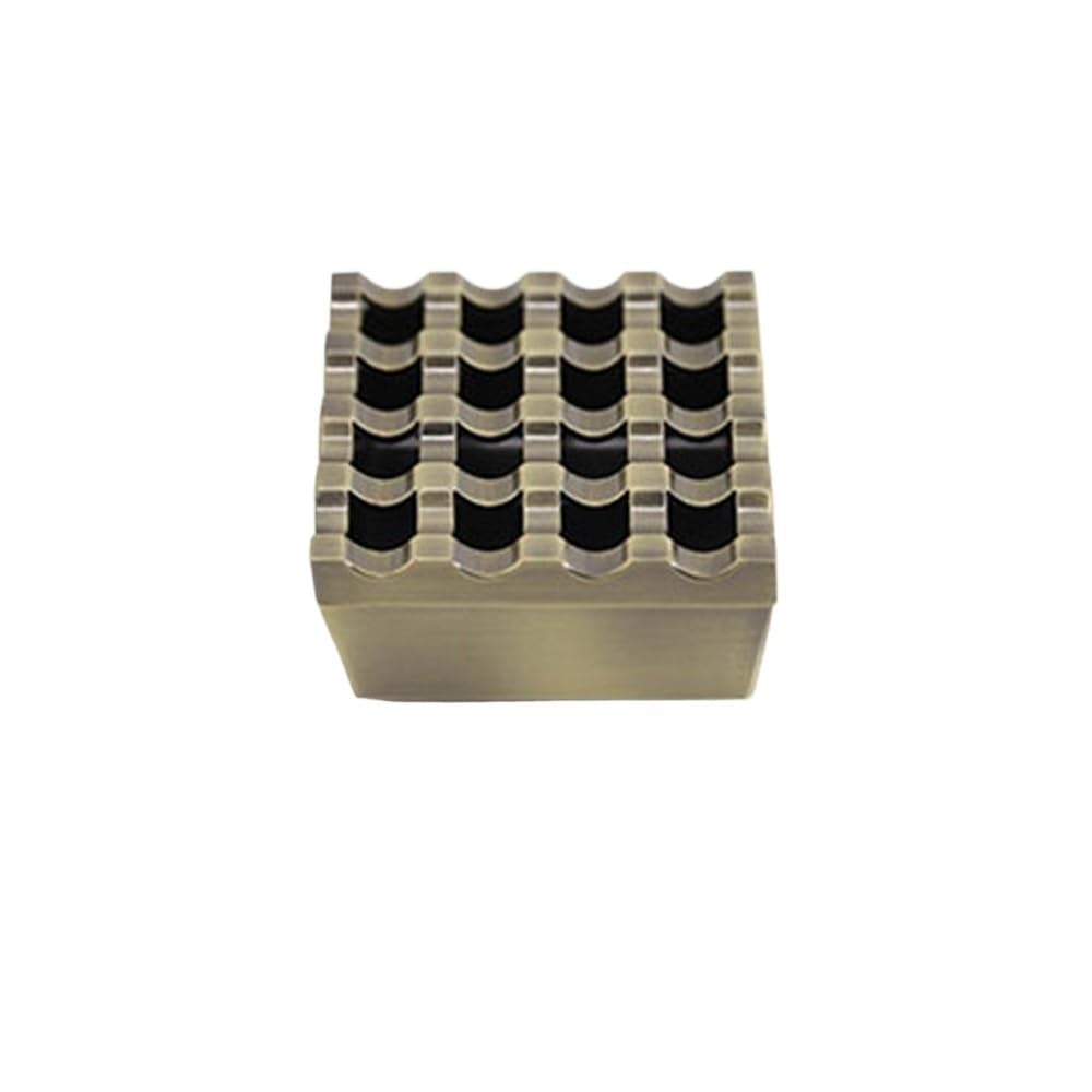 Practical ashtray Square Portable Metal Ashtray with Sixteen Holes Lid for Home Office(Metallic)