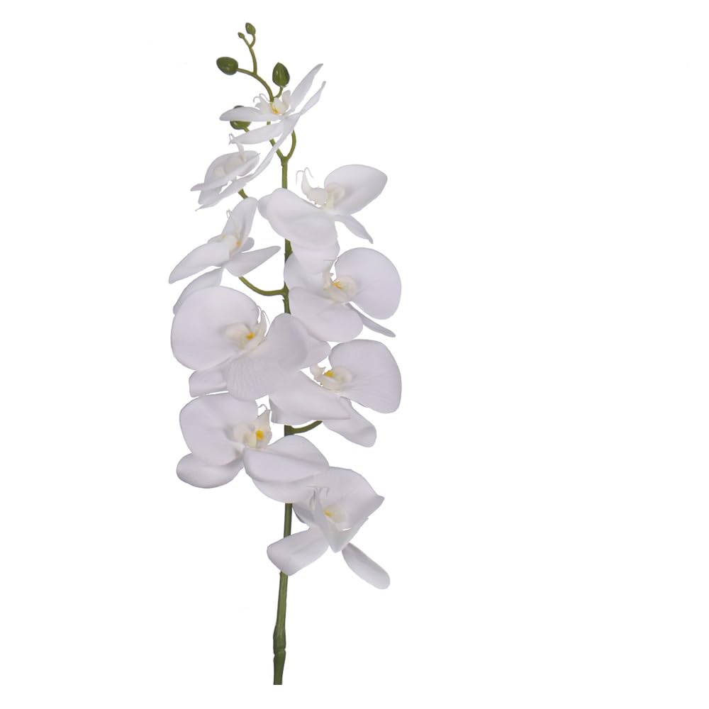 Artificial Orchid Flowers, Premium PU Lifelike Phalaenopsis Flower, Real-Touch Artificial Flowers for Decoration, Maintenance-Free Faux Flower Display, Fake Flowers for Home Office Decor (White