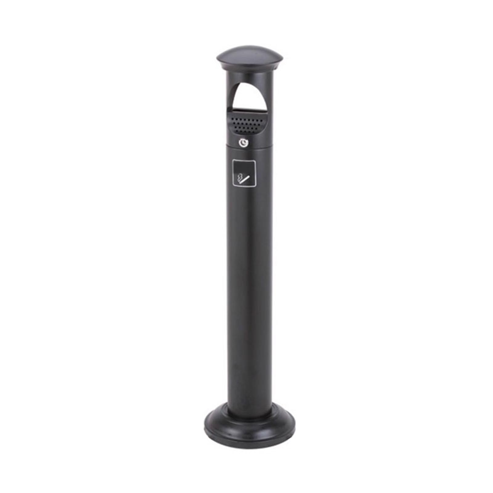 Standing Ashtray Black with Lock Ash Column Iron Baked Enamel Pillar for Outdoor Hotel Lobby Public Patio