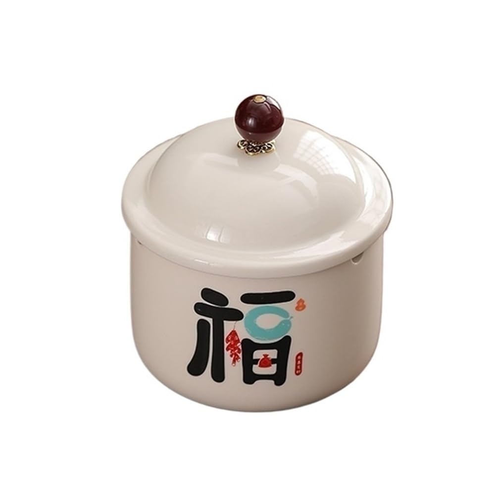 Practical ashtray Ashtray with Lid Made of Ceramic for Living Room Office Desktop White