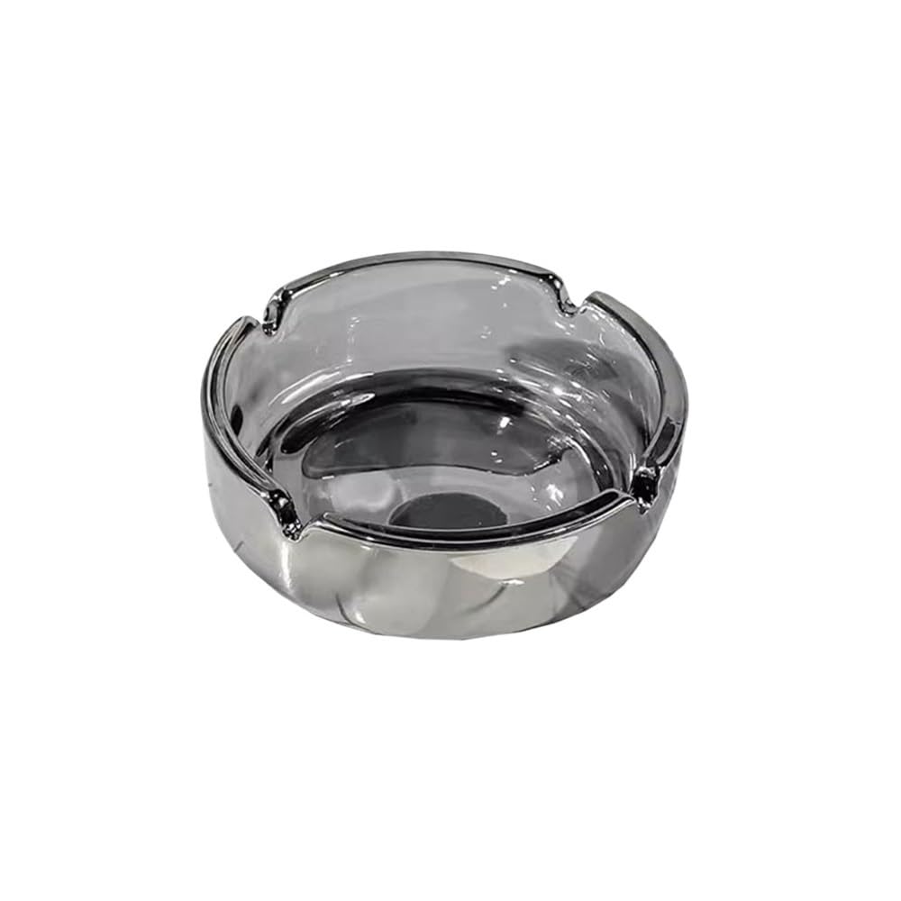 Practical ashtray Light Luxury Round Ashtray Black Glass Desktop for Home Patio Office Restaurant Balcony Gardens Hotels