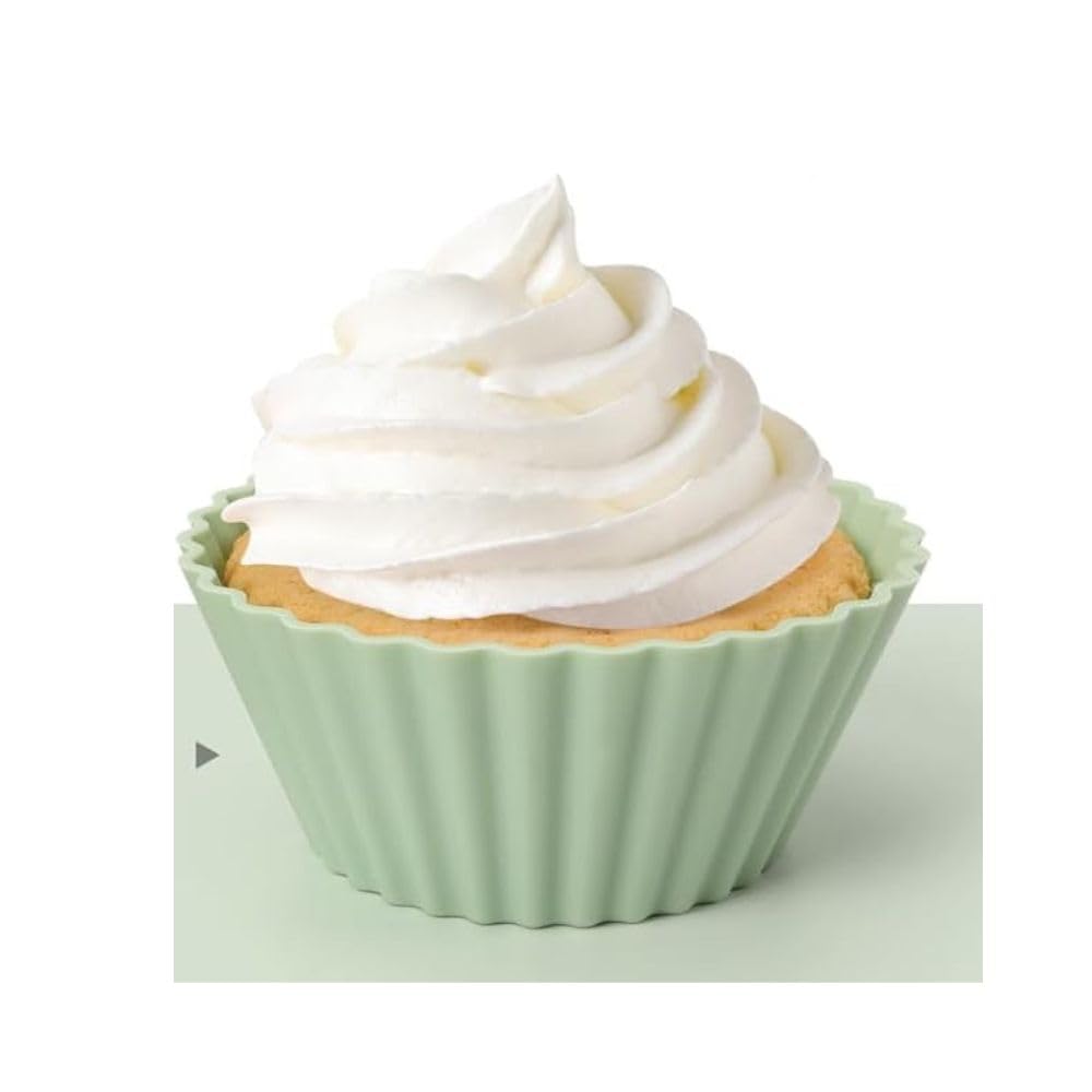 Fissman 6-Piece Cupcake Molder, Silicone Cupcake Muffin Baking Cups, Reusable Non-Stick Cake Molds Sets, Mould Bakeware Maker Mold Tray Baking Cup Liner Molds (Mint)