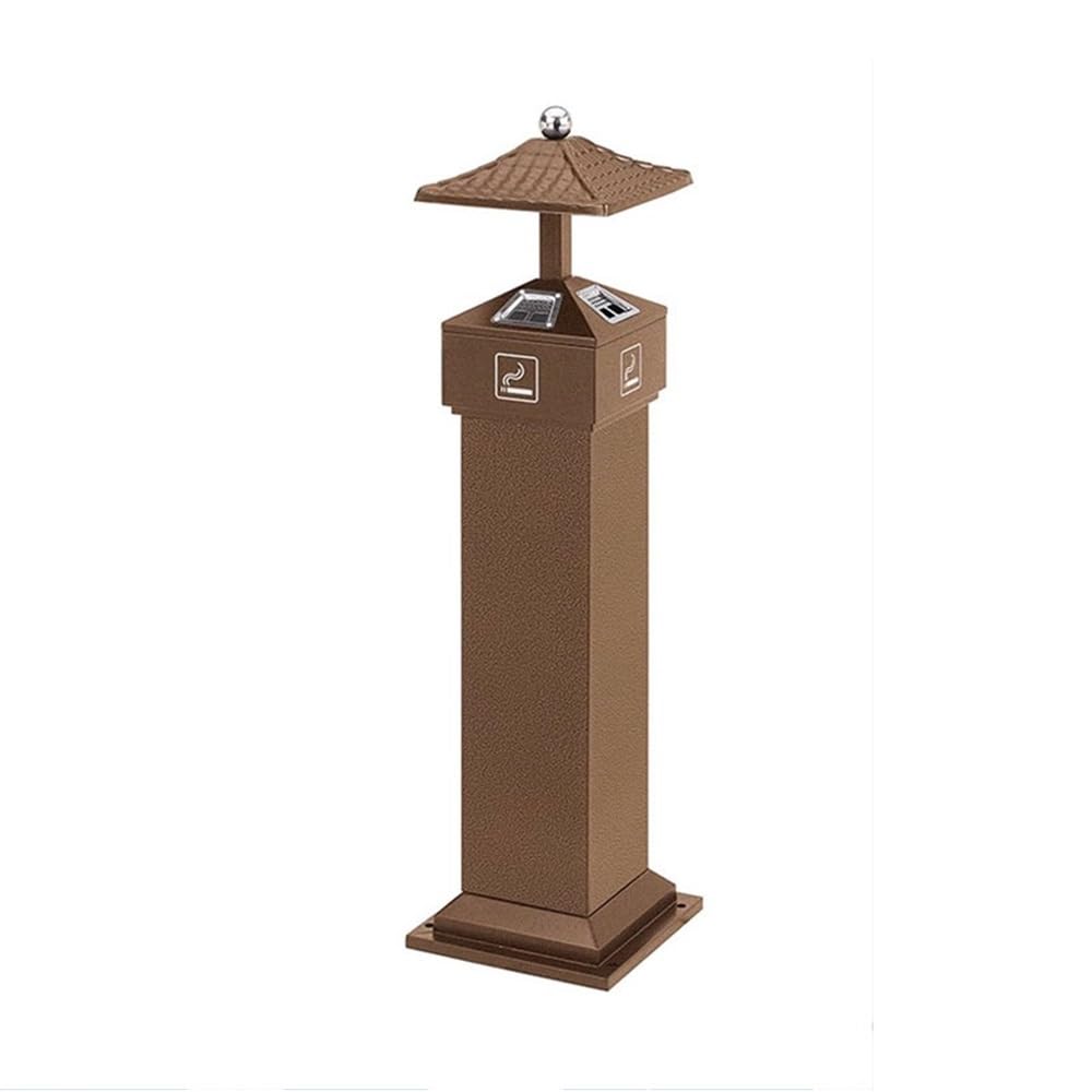 Standing Ashtray Commercial Iron Baked Enamel Smoke Extinguishing Column, Outdoor Can Be Fixed Ash Collector Patio(Brown)
