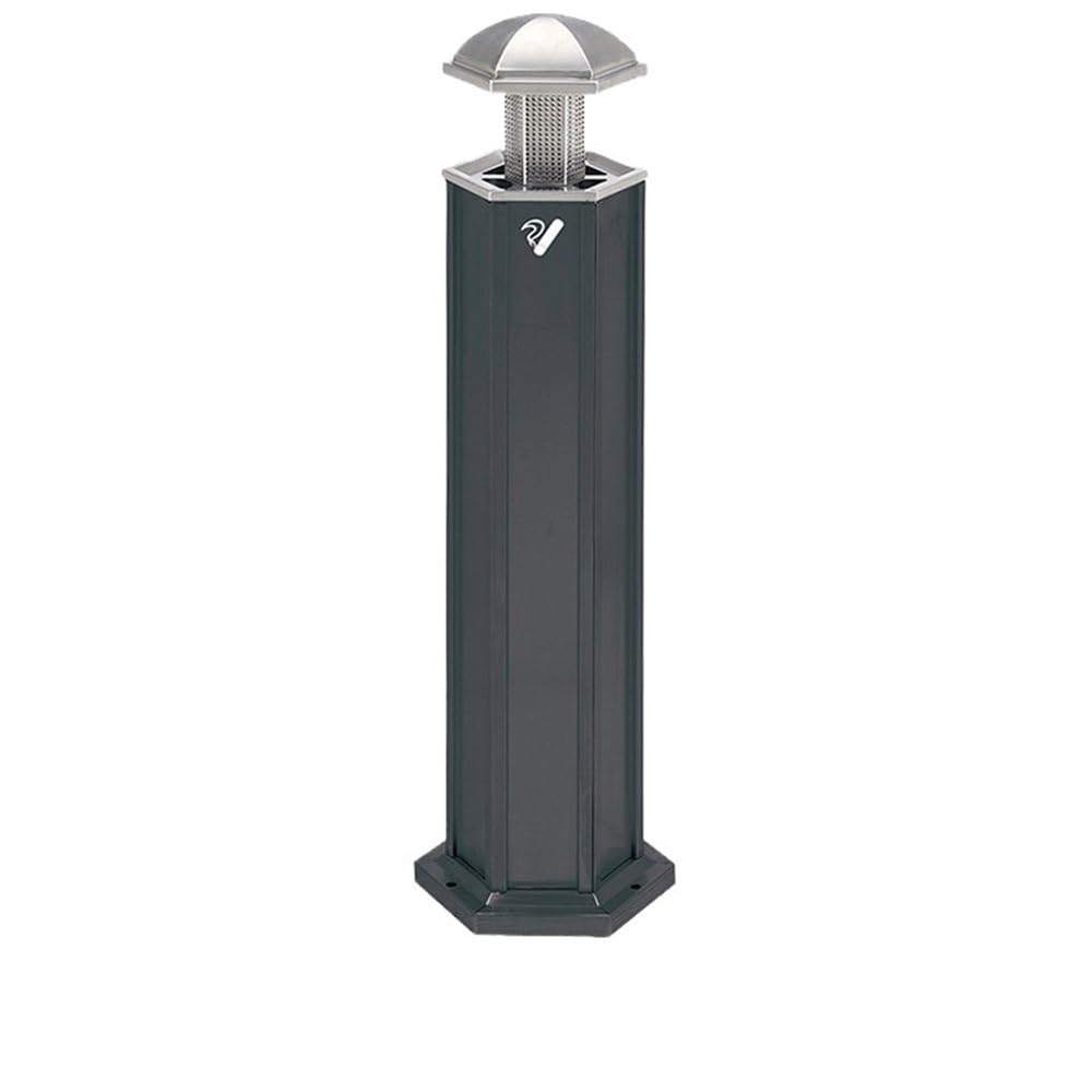 Standing Ashtray Black Stainless Steel Ash Pillar Hotel Cigarette Butt Collection Vertical Extinguishing Smoking Trash can Outdoor Patio