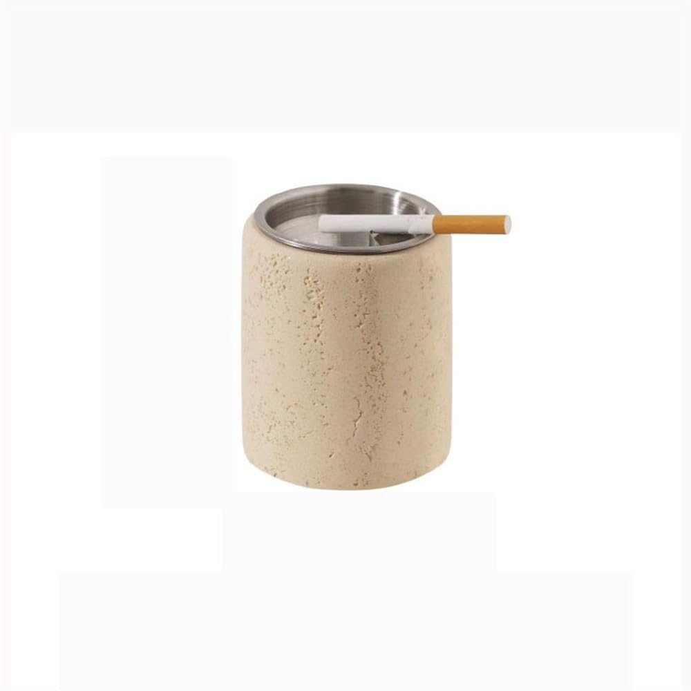 Practical ashtray Travertine Ashtray Stainless Steel Liner Funnel Erfect for Indoor or Outdoor Places Such as Home Office Cafe Hotel etc