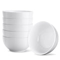 Yedio White Ceramic Cereal Bowls, 17 Ounce Porcelain Bowl for Kitchen Cereal Soup Rice Salad Pasta Dessert Snack Fruits Ice Cream, Set of 6, Microwave Dishwasher Freezer Oven Safe Easy Clean Stackable