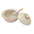 Practical ashtray Chinese Ceramice Ashtray with Lid Desktop for Offices Homes Tea Room Restaurants Hotels and Decoration(Beige)