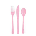Unique Lovely Pink Plastic Cutlery Set – 18-Piece Reusable Party Utensils with 6 Forks, 6 Spoons & 6 Knives for Birthdays, Baby Showers, Weddings, Easter, Kids’ Parties & Events