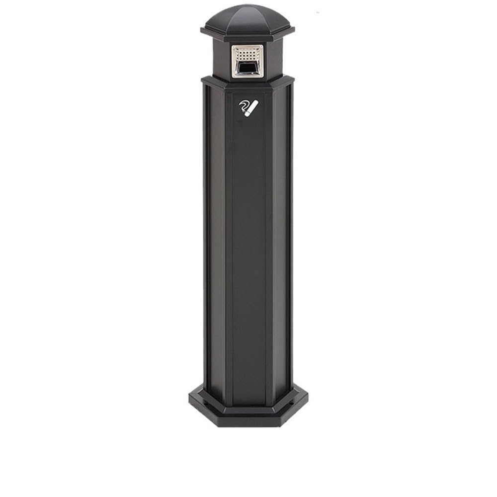Standing Ashtray Black Outdoor Stainless Steel Floor Standing Ash Column Cigarette Butt Collection Rainproof Patio