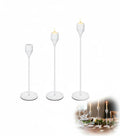 TERRIFI 3 Pcs Candle Holders for Taper Candles, Decorative Candlestick Holder for Wedding, Dinning, Party, Fits 3/4 inch Thick Candle&Led Candles (Metal Candle Stand) (White)