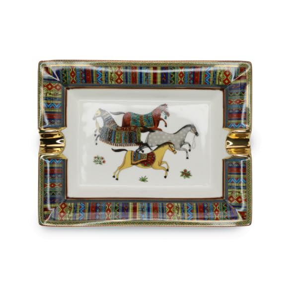 LUBINSKI Ceramic Cigar Ashtray for 2 Cigars Holder Smoking Ash Tray Decoration White