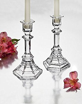 STUDIO SILVERSMITHS 43998 Octagon Flare Crystal Candlesticks - Set Of 2