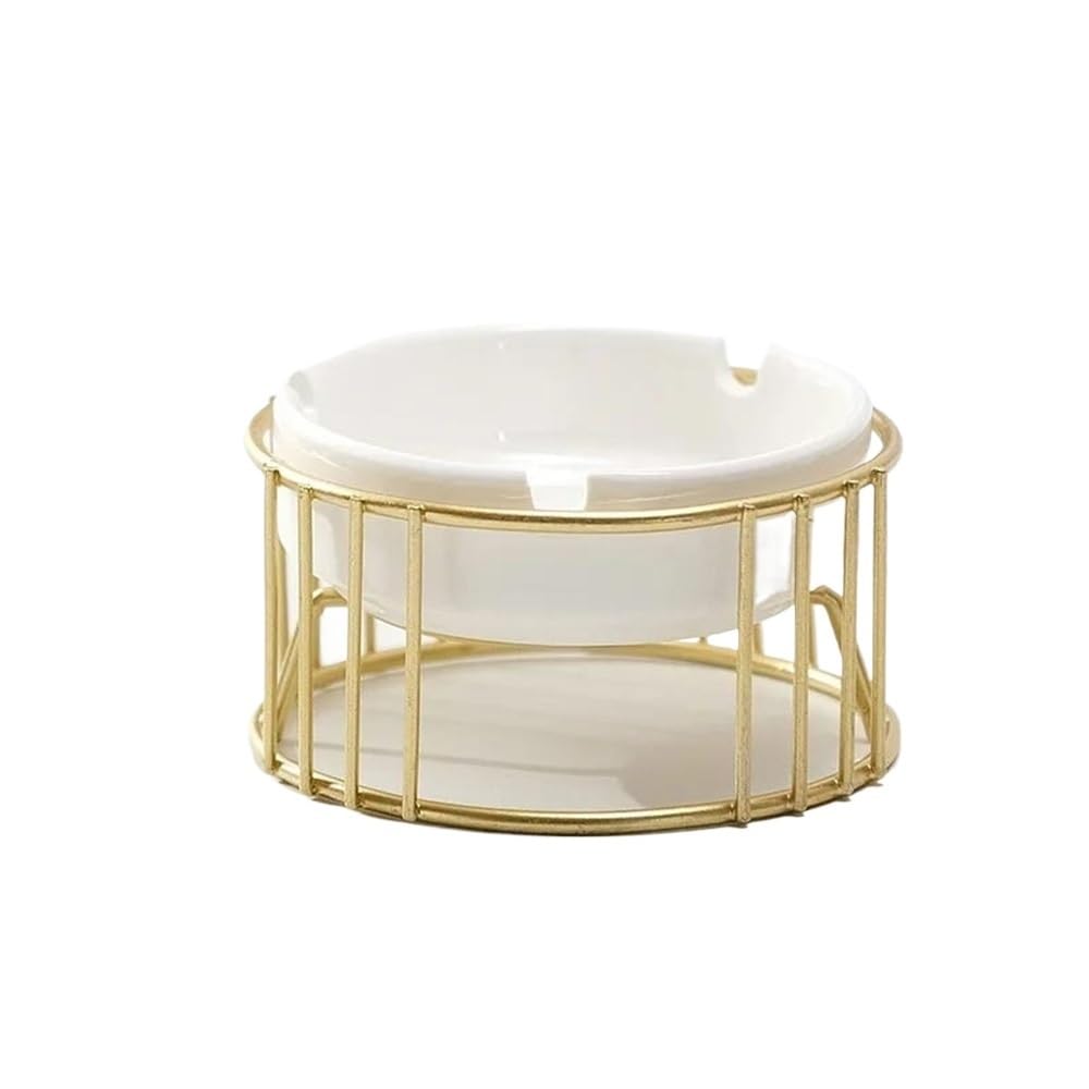 Practical ashtray Ashtray with Shelf Geometric Decorations for Home Office Indoor Outdoor Patio(Gold)
