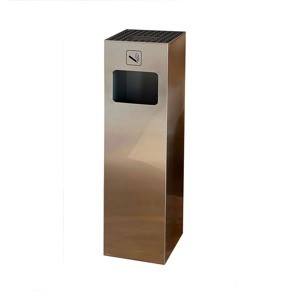 Standing Ashtray Stainless Steel Vertical Ash Pillar Hotel Lobby Iron Baking Paint Trash Can Patio(Silver)