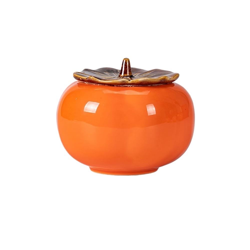 Practical ashtray Ceramic with Lid Ashtray Persimmon Shape Decorative Desktop for Patio Outside Gardens Indoor Home Decor Multifunctional Jar(????)