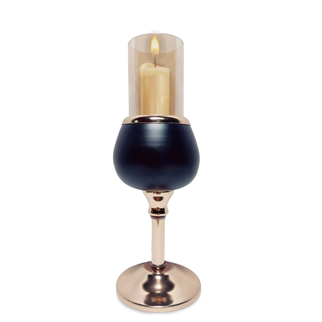 Elegant Shiny Metal Candle Stand, Glassware Candle Holders for Candlelight Dinner, Decorative Candlestick Holder for Home Decor, Luxury Holder for Wedding, Dining, Housewarming Gift