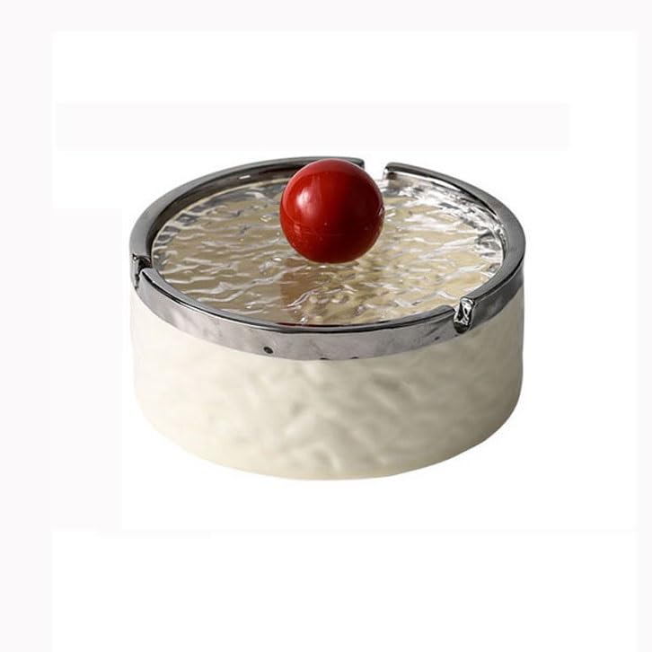 Practical ashtray Desktop Ceramic Travel Portable Ashtray with Glass Lid Decorative for Home Office(????)