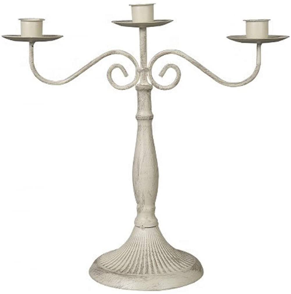 Vintage Candlestick 1, 3 or 5 Branches White, Metal, White-3 White Arm