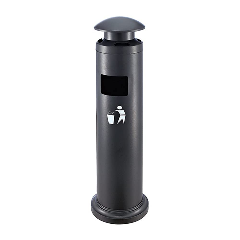 Standing Ashtray Outdoor for Patio Large & Tall Outside Ashtrays for Cigarette Butt Receptacle Disposal Commercial Metal Smokers Cigar Ash Tray(Black Metal Ashtray)