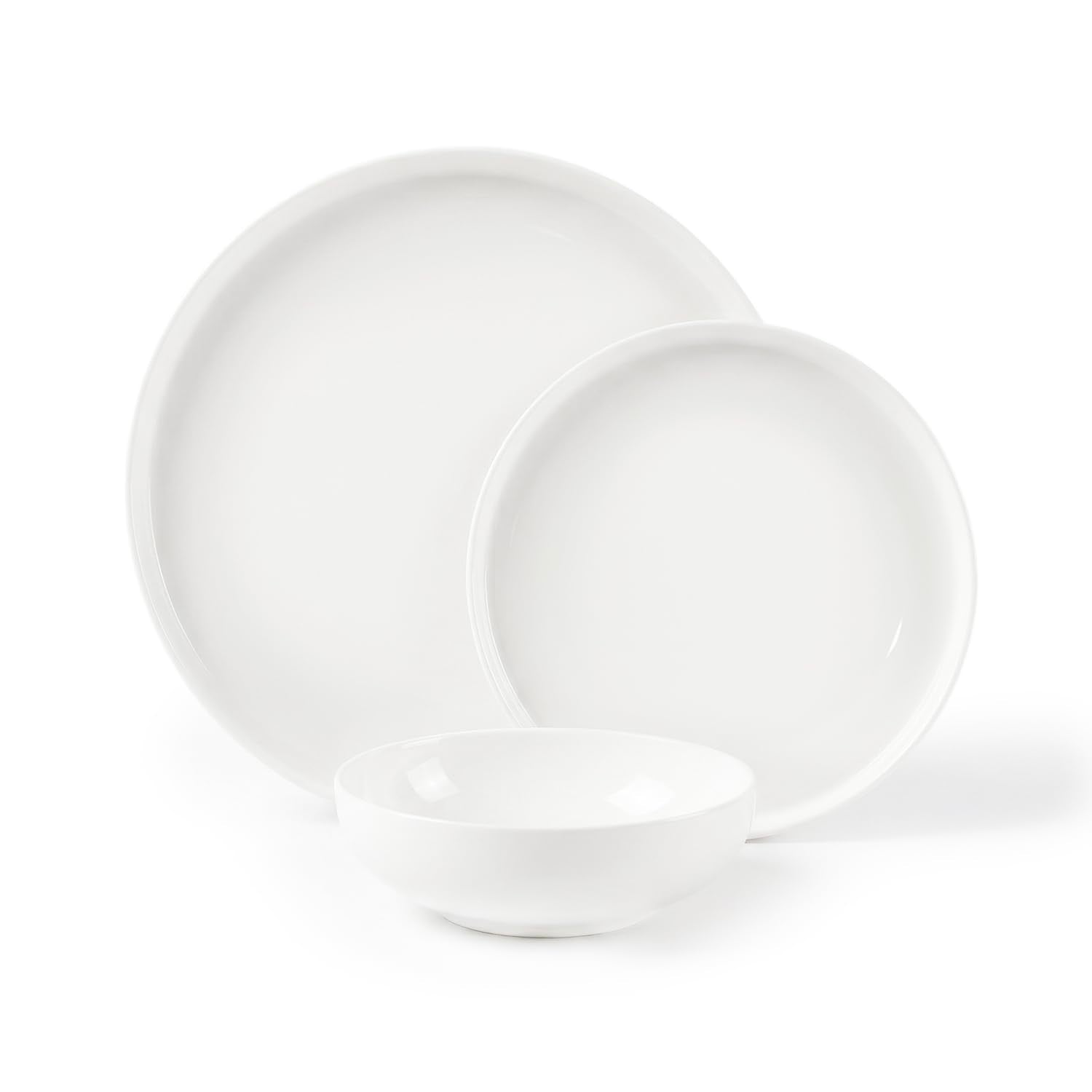 Cuisine Art JUDY 18PCS Bone China Dinner Set – Premium White Plates & Bowls | 6 Dinner Plates, 6 Side Plates, 6 Deep Bowls | Elegant, Durable Tableware for Daily Use & Special Occasions