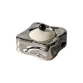 Practical ashtray Ceramic with Lids Cigarettes Accessories Outdoor Portable Ashtrays for Home Office(Silver)