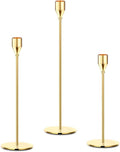ANTOLE Candle Holder Set of 3, Gold Candlestick Holders for Taper Candles, Taper Candle Holders Fits 3/4 Inch Candle for Wedding, Party, Anniversary or Home Decor (Golden-3pcs)