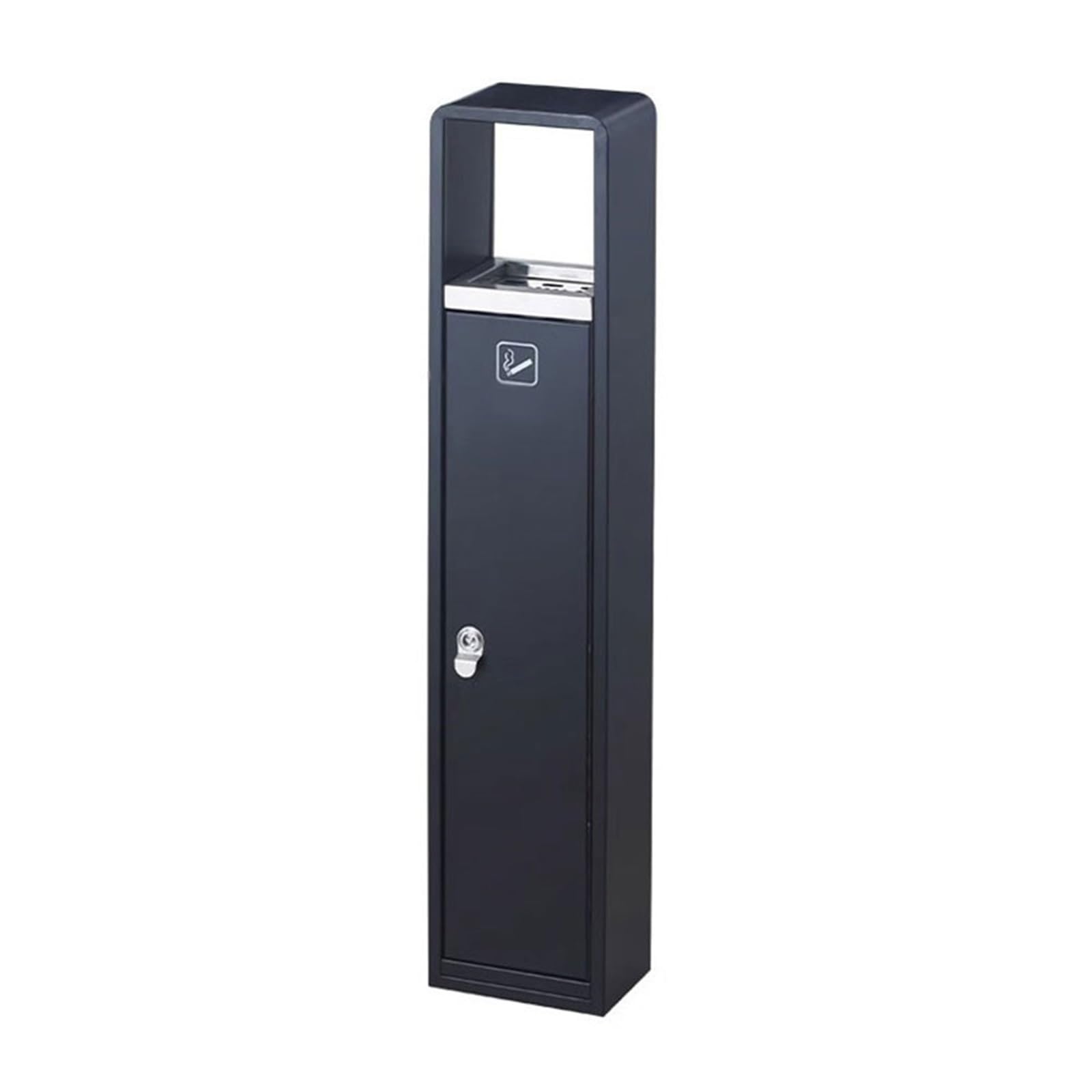Standing Ashtray Black Lacquer Iron Cigarette Butt Collection Cylinder for Outdoor Hotel Street Square Patio