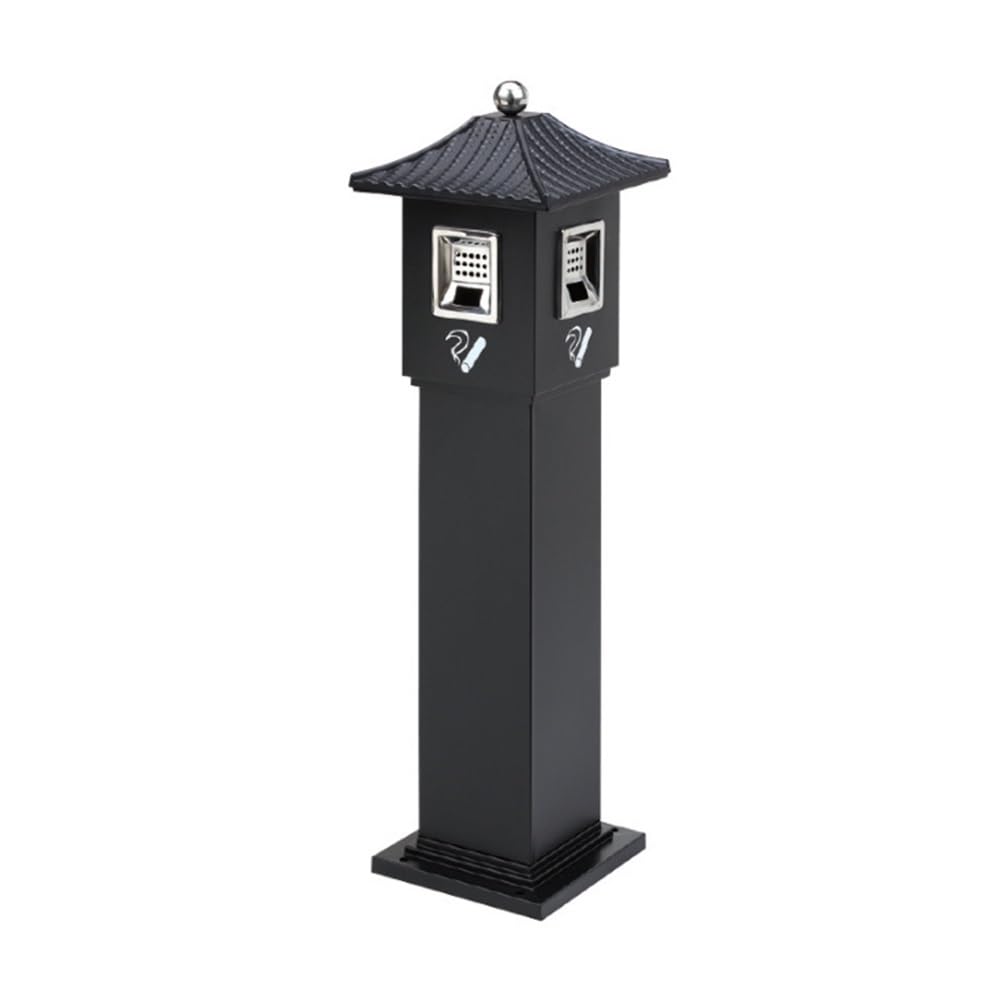 Standing Ashtray Vertical Extinguishing Trash can Outdoor with Lid Cigarette Butt Collector Smoking Area Stainless Steel Ash Pillar Patio(????)