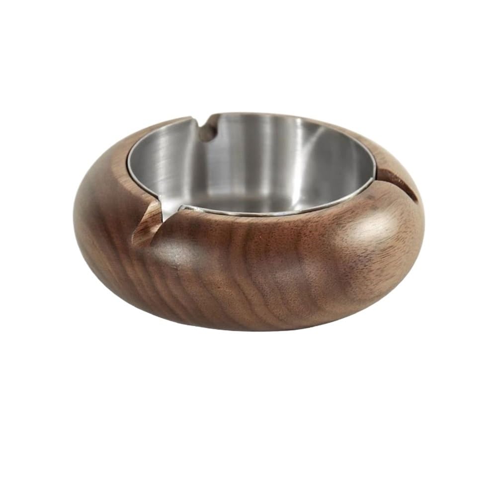 Practical ashtray Wooden Ashtray Desktop Removable Stainless Steel Liner for Indoor Outdoor Table Patio Home Office etc