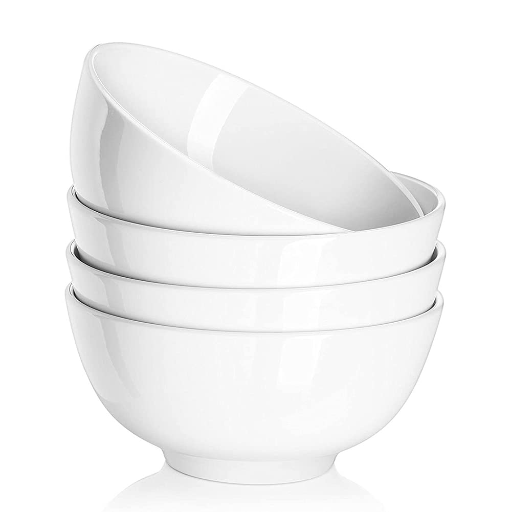 4PCS Small Cereal and Soup Bowls, Sturdy Porcelain Bowl, Dishwasher Microwave Safe, Portion Control Bowls for Ice Cream Dessert Rice