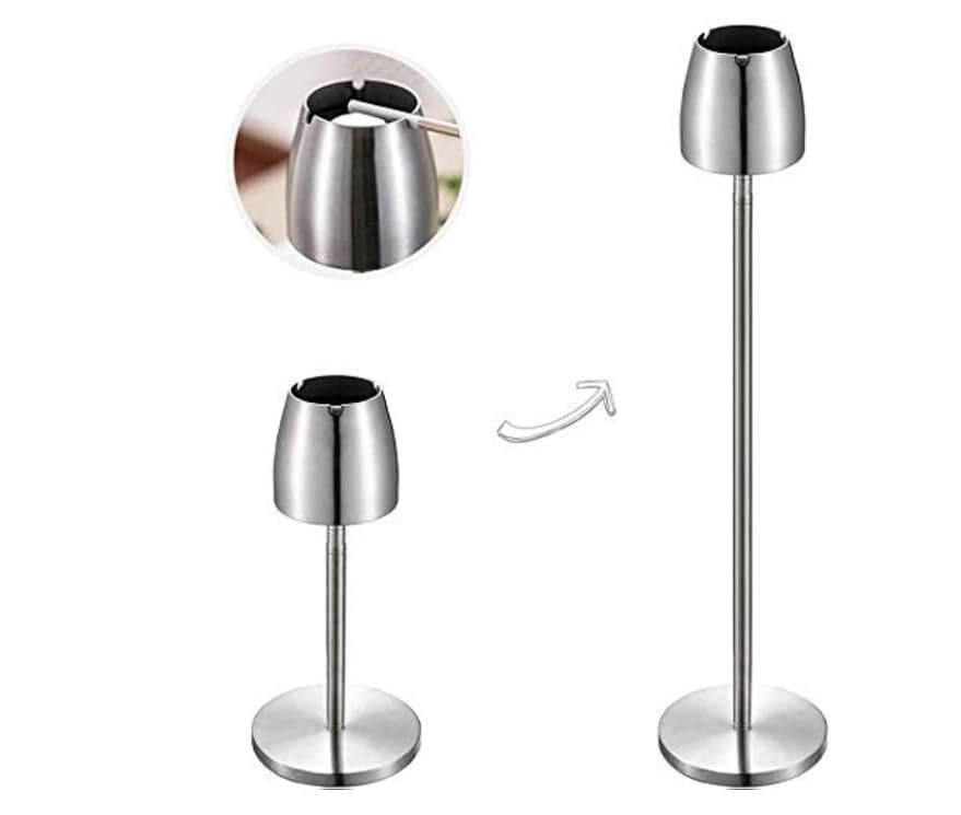 Adjustable Height Stainless Steel Ashtray Stand, 56.2cm Tall, Modern Design